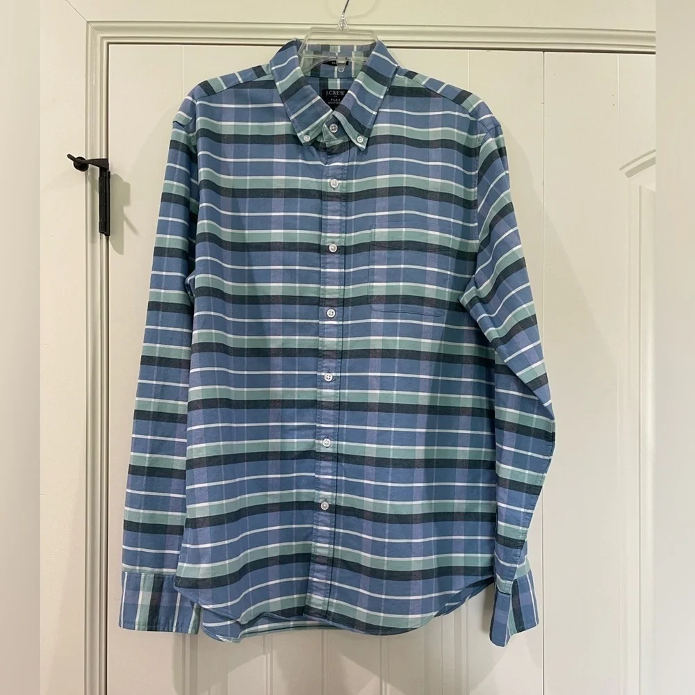 Men’s J. Crew Slim Flex Oxford Plaid Large Shirt
